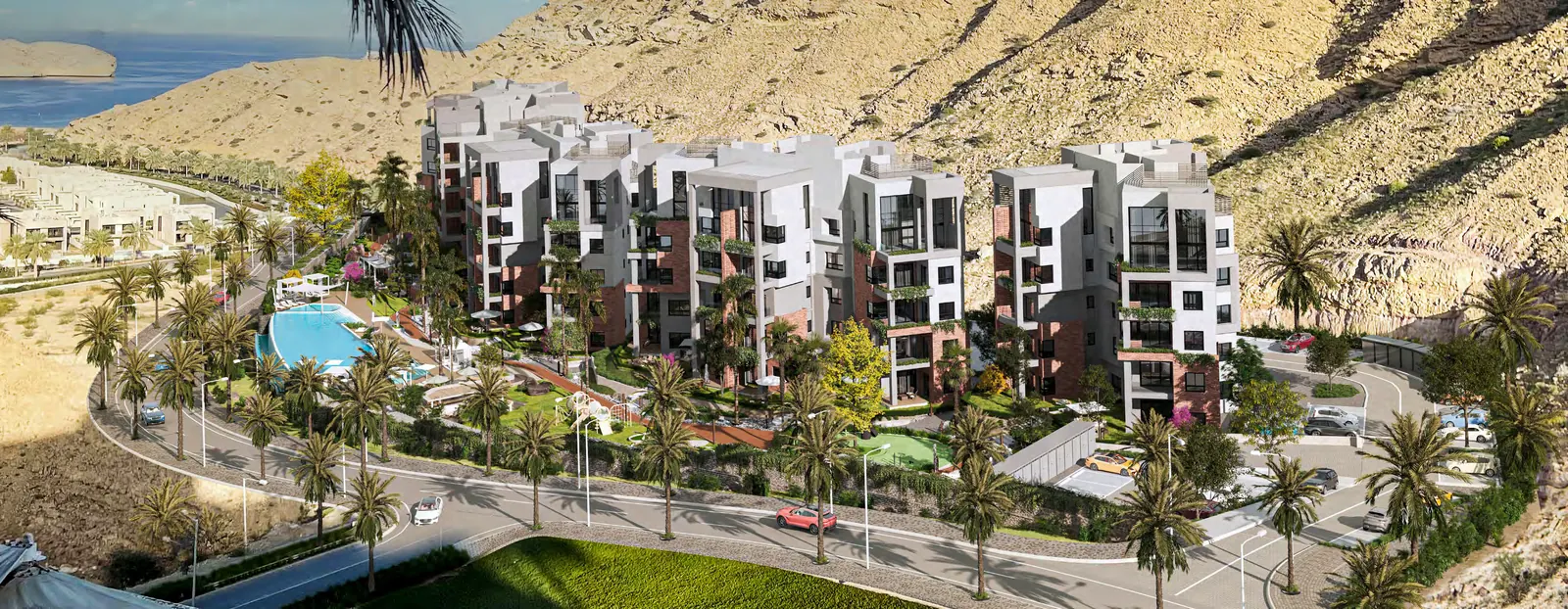 نمای کلی مجموعه Zen Residences در Muscat Bay